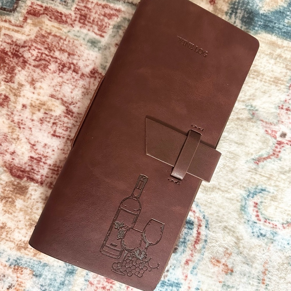 Brown Faux Leather Wine Log Journal
